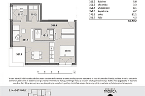 Продажа, квартира, 2,5-комнатная: ПИВКА, 60,7 м2