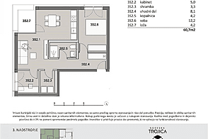 Продажа, квартира, 2,5-комнатная: ПИВКА, 60,7 м2